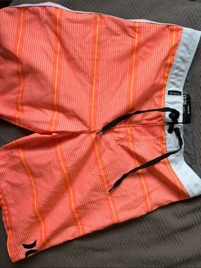 Hurley boy’s Coral Orange Striped Hybrid Shorts
